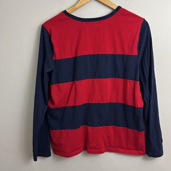 Lauren Ralph Lauren Red Navy Striped Crest Long sleeve Tee XL Preppy Classic - Picture 2 of 8